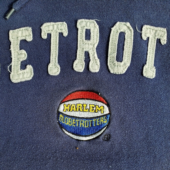 VTG Harlem Globetrotters Hoodie Hooded Sweatshirt Mens 3XL Blue 100% - Picture 3 of 16